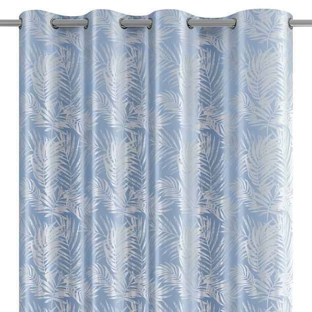 Restilo Závěs AmeliaHome Velvet Silver Leaves s průchodkami 140x245 cm modrý, velikost 140x245