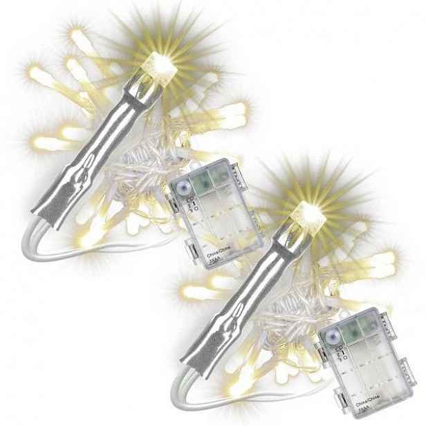 Vánoční LED řetěz 2x50 diod, teplá bílá, 5 m, časovač, IP44