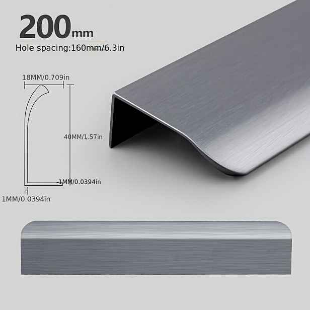 TEMU Moderní oblouková neviditelná klika na dveře - Elegantní konstrukce z hliníkové slitiny, minimalistický design, snadno instalovatelná skrytá