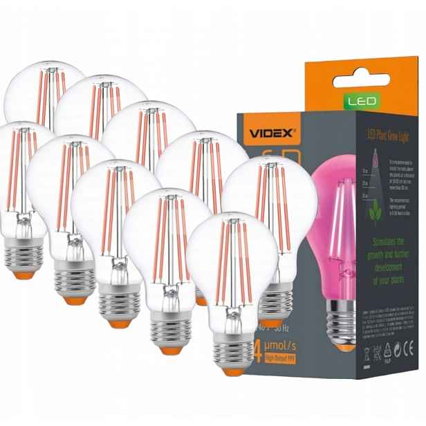 10x Žárovka Grow Videx Led E27 8W Lampa Pro Pěstování Růstu Rostlin