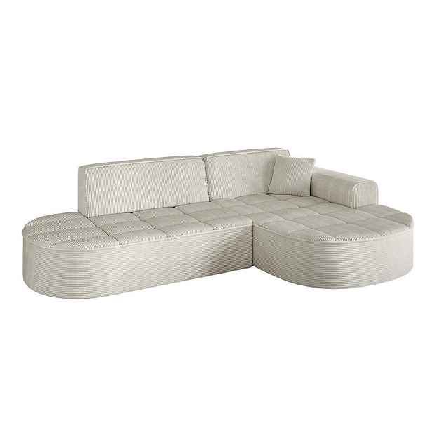 ALTDECOR ROHOVÁ SEDAČKA s otomanem, pravá TARO-L1 243x171x79,5 Krémová Manšestr
