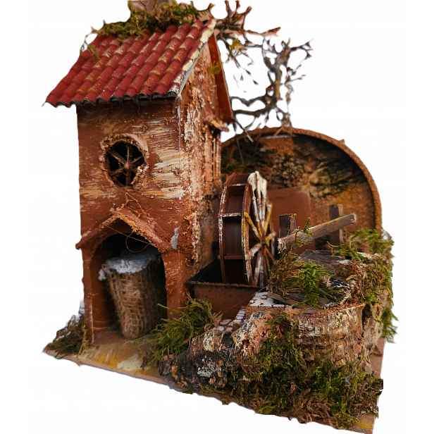 Dekorace Do Betléma Domeček S Vodním K kolem A Vodní Pumpou 25x20x25CM 220V