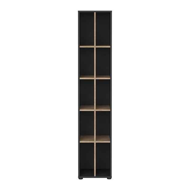 Knihovna v dekoru dubu v antracitovo-přírodní barvě 41x205 cm Sign – Tvilum