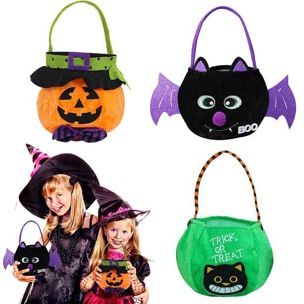 Taška Na Bonbóny 3 Kusy Halloween Dýně Kočka Netopýr Pro Děti