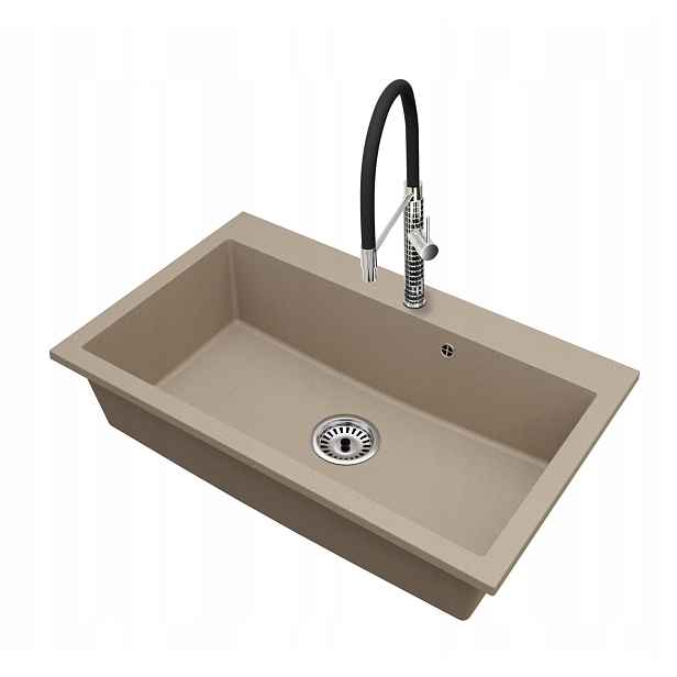 Kuchyňský granitový dřez Jednokomorový Elite 80 Baterie Sifon Chrom