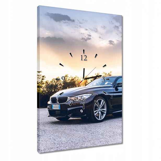 Černé hodiny 40x60 Bmw