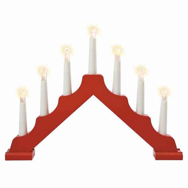 LED vánoční obloukový svícen ze dřeva, 7 teplých světel