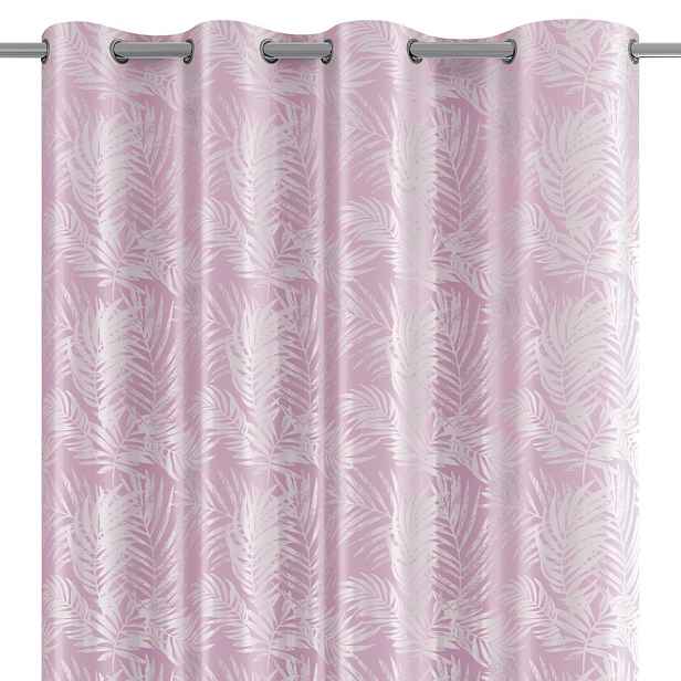 Restilo Závěs AmeliaHome Velvet Silver Leaves s průchodkami 140x245 cm růžový, velikost 140x245