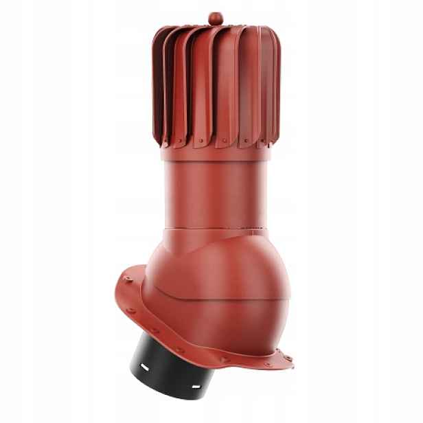 Rotační krb Rotoline pro plechovou střešní krytinu B, průměr 150 mm, podlouhlý, červený