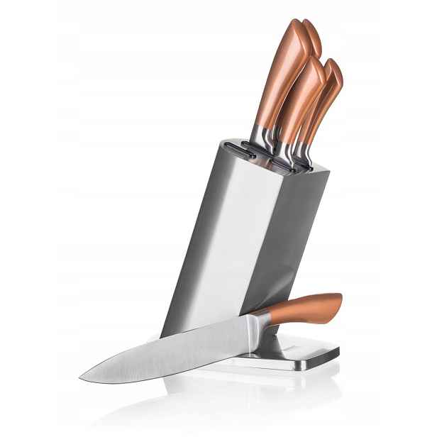 Sada 5 Kuchyňských Nožů Ve Stojanu Banquet Copper