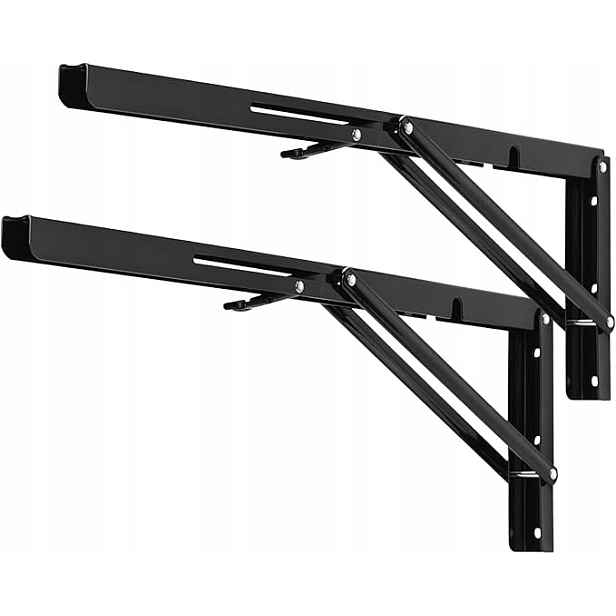Skládací držáky Yumore pro polic 50 cm, černé, 2 ks