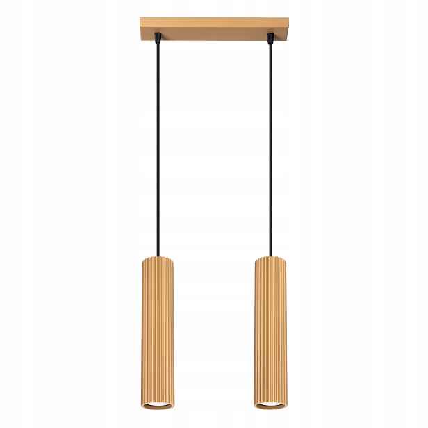 Sollux Závěsná lampa dvojitá zlatá vroubkované tuby 30 cm nad stůl ostrov bar