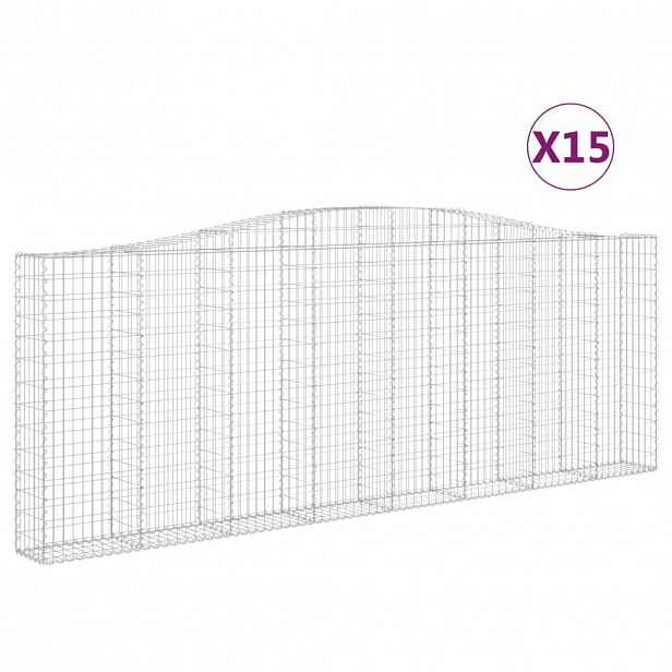 vidaXL Klenuté gabionové koše 15ks 400x30x140/160cm pozinkované železo
