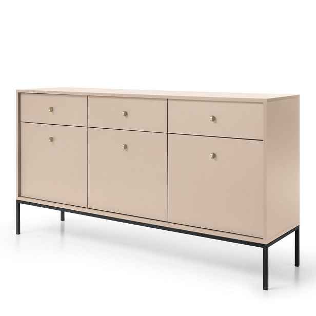 MASSENO KOMODA MONDO, 154/83/39 cm se 3 zásuvkami a 3 dvířky, béžová