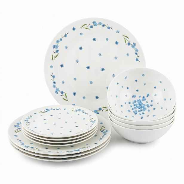 12dílná porcelánová jídelní sada Luna Pomněnka modrá, by inspire