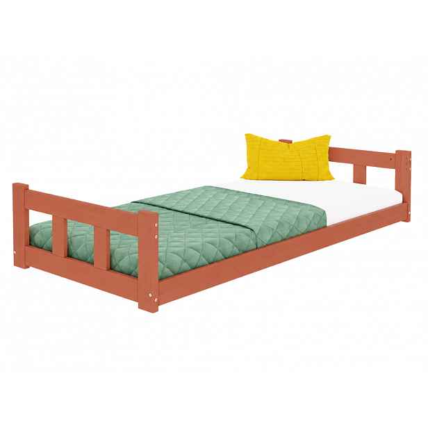 Benlemi Nízké jednolůžko s čely FENCE 2v1 ze dřeva Zvolte barvu: Cihlová, Zvolte rozměr: 90x190 cm