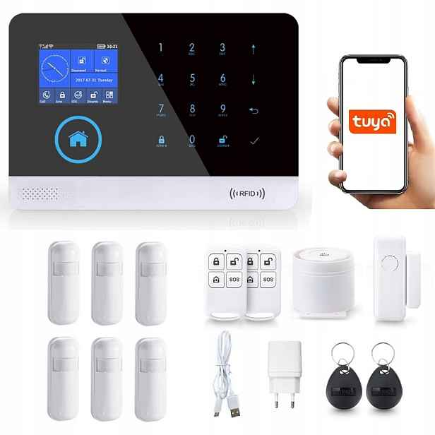 Bezdrátový LCD Alarm 2.4' Gsm WiFi Tuya Smart V 6xPIR