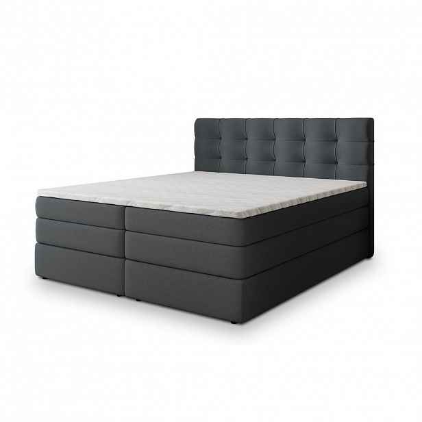 MASSENO POSTEL BOXSPRING AREZI 140x200 cm, s matrací a úložným prostorem, grafitová