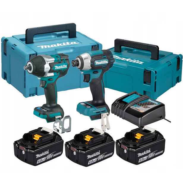 Sada Makita DLX2564GJ 3x6Ah-šroubovák.DTD201nárazový klíč DTW700, kufr