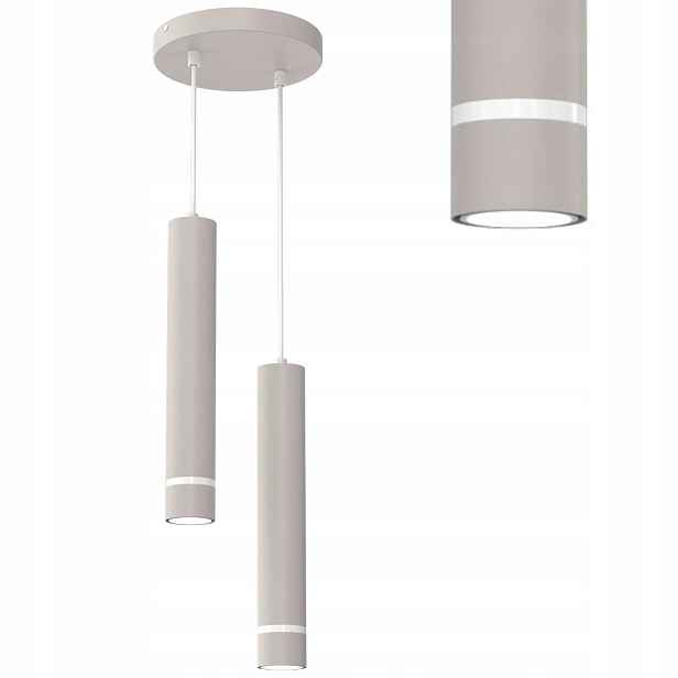 Závěsná Stropní Lampa Tuba Led GU10 Ozdobný Pásek Světlý Kašmír Bílý