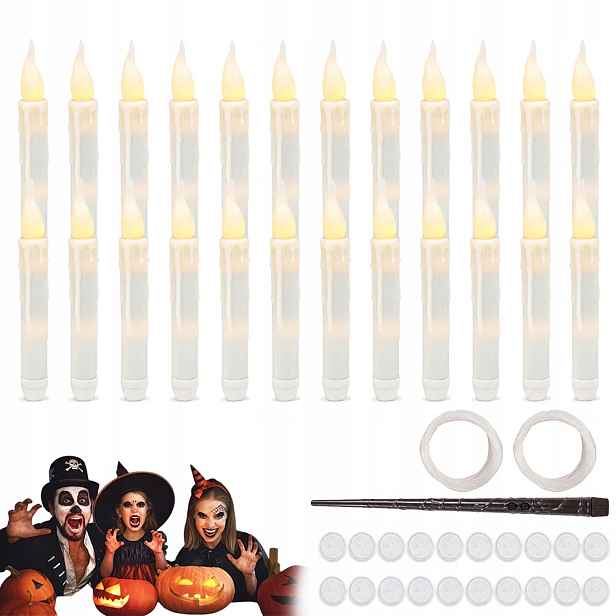 24X Blikající Led Svíčka Závěsná Dekorace Halloween Kouzelný Pilot 17x2 cm
