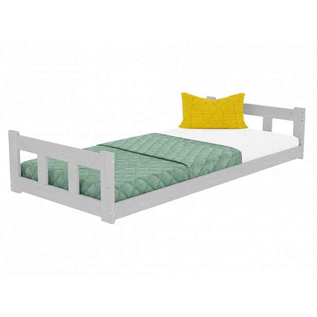 Benlemi Nízké jednolůžko s čely FENCE 2v1 ze dřeva Zvolte barvu: Světle šedá, Zvolte rozměr: 90x190 cm
