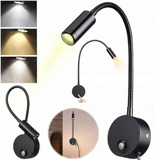 Led Nástěnná Lampa S 3 Barevnými Teplotami Pro Čtení V Ložnici
