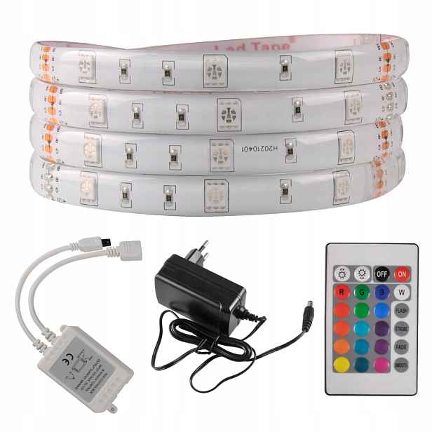 Sada Led pásků Rgb 12V 5 m s dálkovým ovládáním a napájecím zdrojem do koupelny Polux