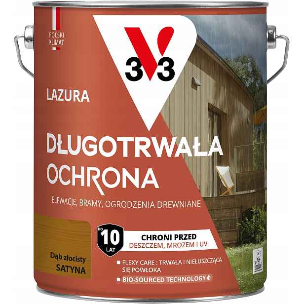 V33 Lazura Dlouhodobá ochrana 10 let ochrana Dub Zlatý satén 4.5 L