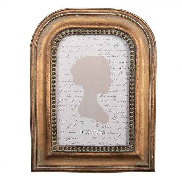 Zlatý antik fotorámeček s perličkami - 16*2*21 cm / 10*15 cm Clayre & Eef