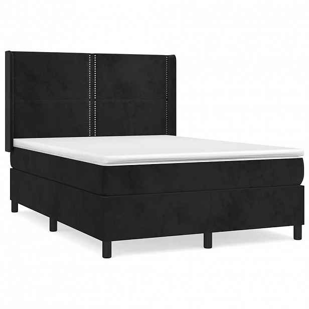 vidaXL Box spring postel s matrací černá 140 x 190 cm samet