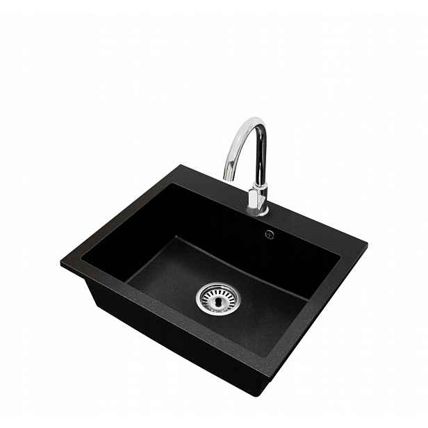 Kuchyňský granitový dřez Jednokomorový Elite 60 Baterie Sifon Chrom