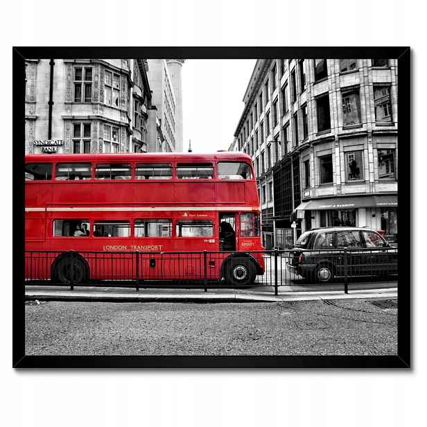 Plakáty v rámu 50x40 Červený autobus Londýn