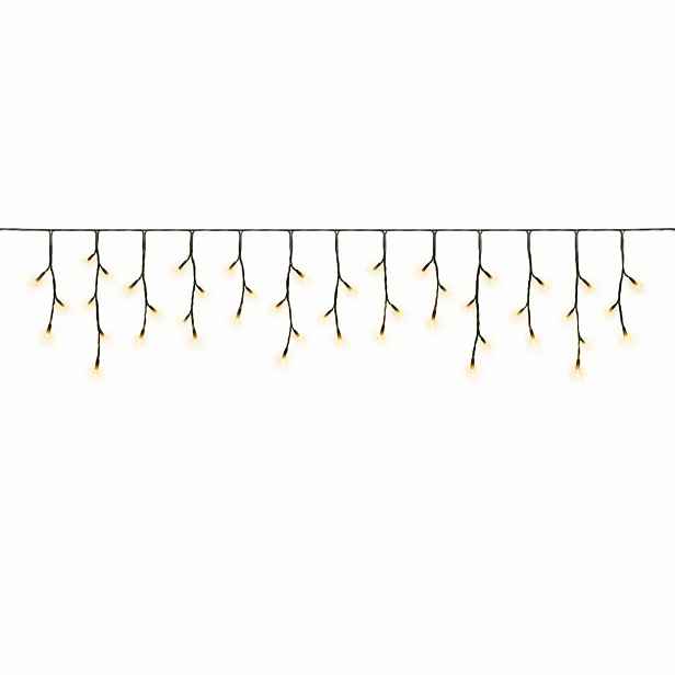 Hobby Line venkovní LED rampouchy, světelné, 200 × 50 cm, teple bílá, 40 diod, tmavě zelený kabel, IP44, prodlužovací