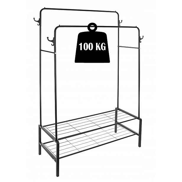 Stabilní Kovový Věšák Na Oblečení 100 Kg Nosnost 160 x 100 CM Loft