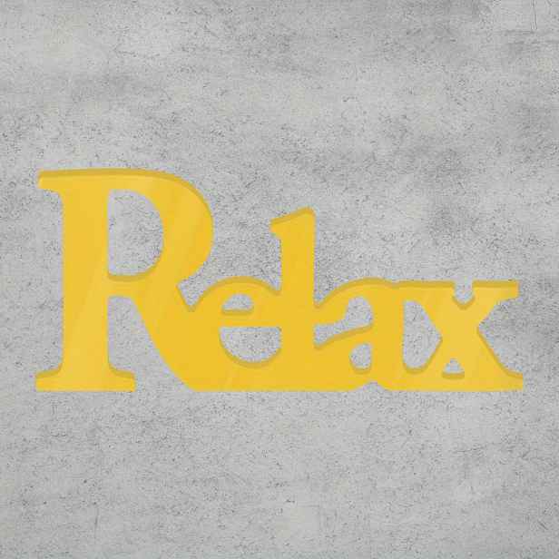 TEMU 1 ks Putuo Decor "Relax" Žlutá PVC dekorace na stůl - Výrazné 3D písmo, Odolný materiál PVC, Dekorace na stůl do venkovského domova, kanceláře,