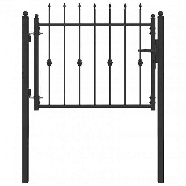 vidaXL Brána na plot ASTEN 100 x 75 cm Kov Černá Zamykatelné