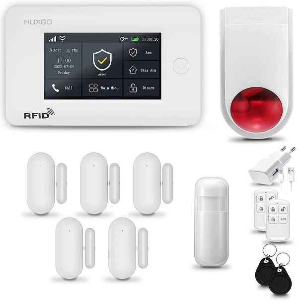 Bezdrátový alarm Gsm 4G WiFi s aplikací Tuya sada Huxgo HXA006 D5WS