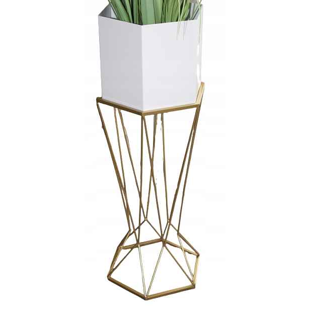 Bílý květináč na zlatém rámu 64 cm DEcodomi