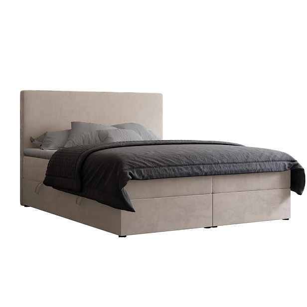Idohome AMERICKÁ POSTEL GIULIA 200/200 cm s matrací a topperem, světle béžová
