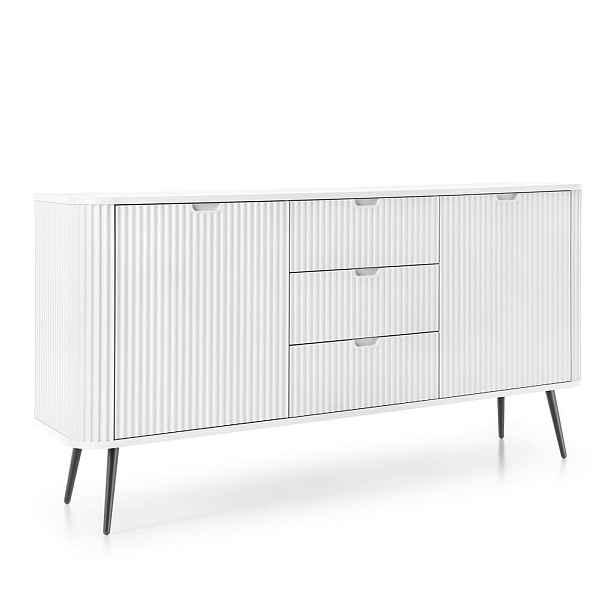 MASSENO KOMODA ZENZERO, 168/87/39 cm se 3 zásuvkami a 2 dvířky, bílá