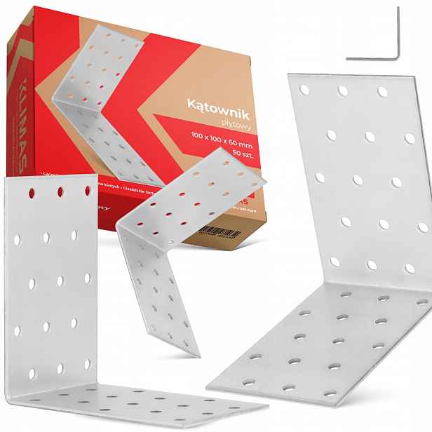 50x Tesařský Úhelník Ocelový Deskový 100x100x60 Úhlový Spojovač Stolar 1K