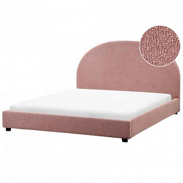 Beliani POSTEL s roštem 160/200 cm Pastelově růžová Vaucluse