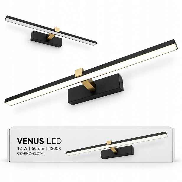 Nástěnné svítidlo Venus 12W 60 cm černo-zlaté Led 840lm 4200K IP44