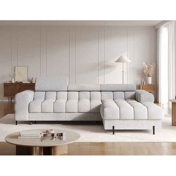 Rohová sedací souprava s úložným prostorem ELIS - popelavá, pravý roh