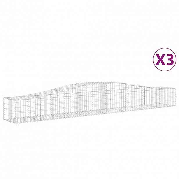 vidaXL Klenuté gabionové koše 3 ks 400x50x40/60 cm pozinkované železo
