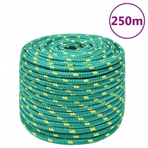 vidaXL Lodní lano zelené 12 mm 250 m polypropylen