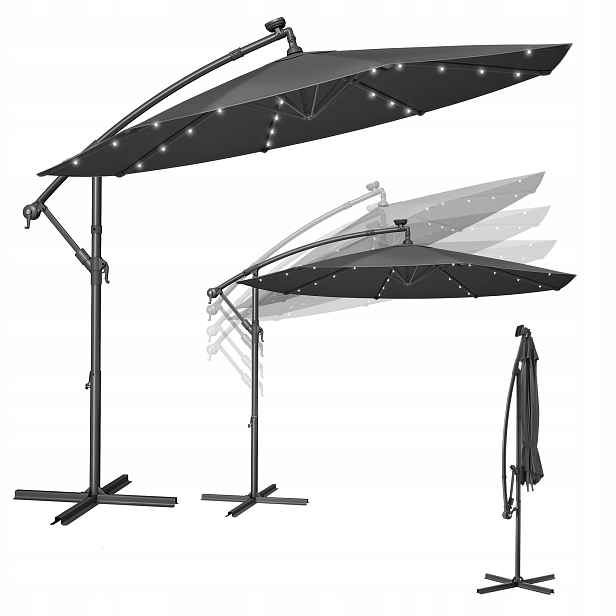 Zahradní slunečník Led šedý 300 x 245 cm