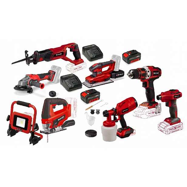 Einhell Sada Elektrického Nářadí Pxc 18V Bruska 2X4AH Šroubovák Aku Lampa