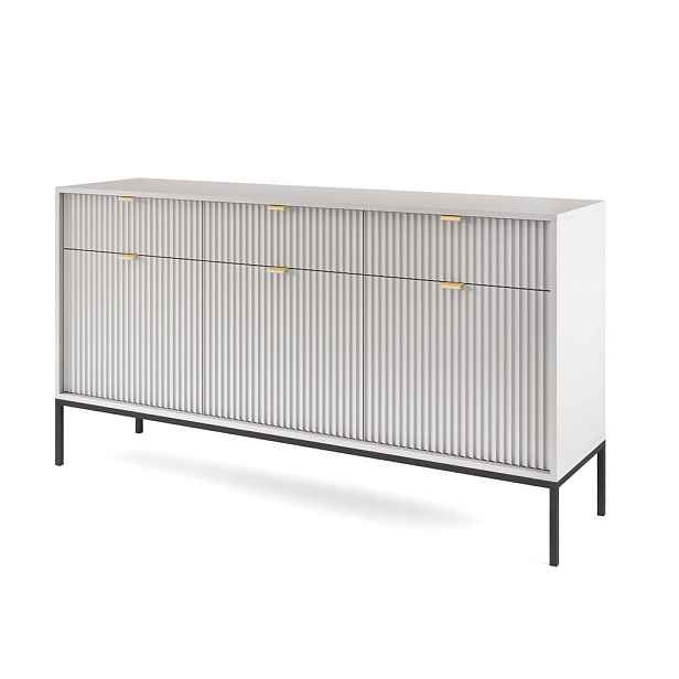 MASSENO KOMODA STELLARE, 154/83/39 cm se 3 zásuvkami a 3 dvířky, šedá